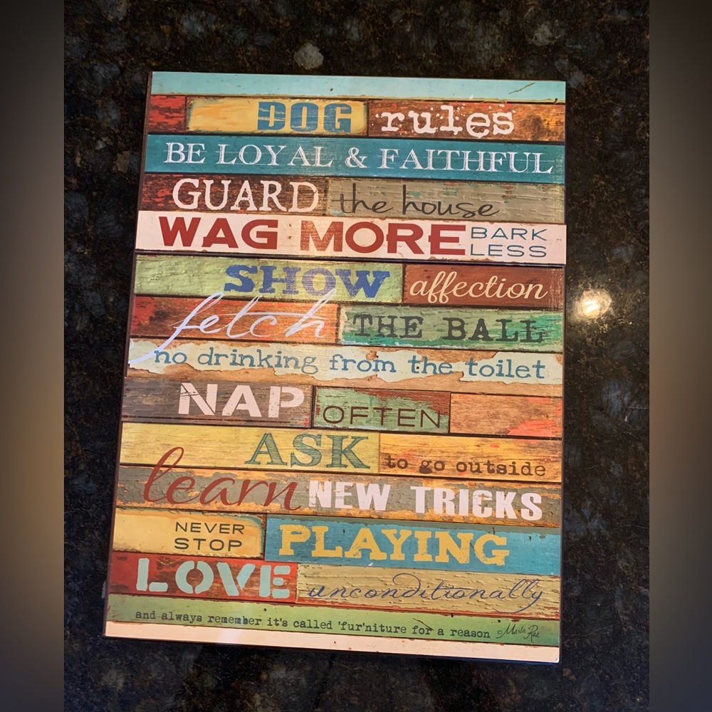 Dog Rules Wooden Wall Decor, Like New, 12 x 16 - Picture 2 of 15